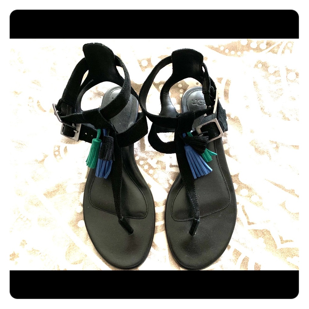 Ugg Black Leather Sandals 8